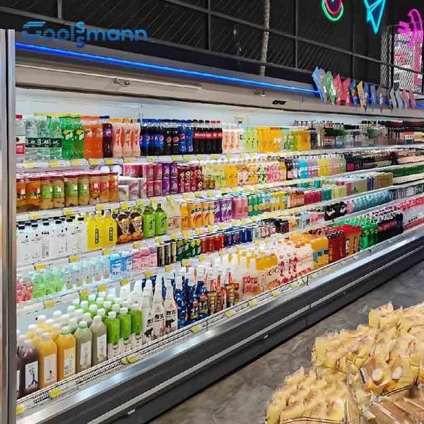 Cheap Single Temperature Open Front Display Fridge , Vertical Display Case Refrigerator for sale