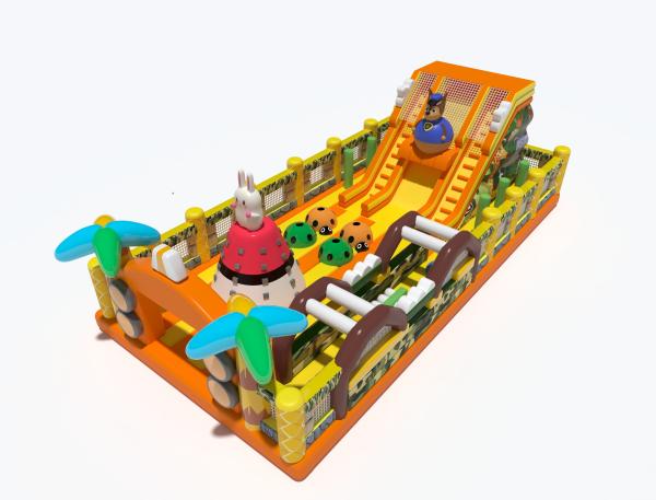 Cheap Rabbit Cimbing Bouncy Inflatable Castles With Slides Obstacles for sale