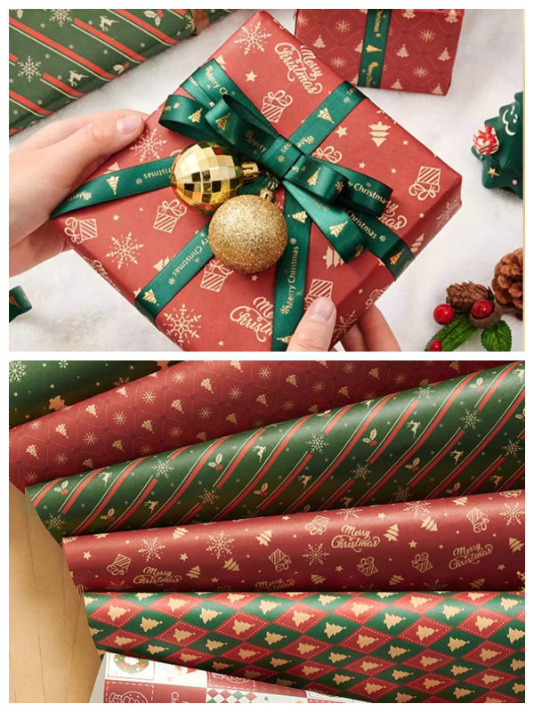 60gram Double Side Coating Gift Wrapping Paper For Packing Christmas Gift A3 A4 