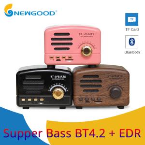 China Pink Black Brown Wooden Color Classic Round Portable Bluetooth Speaker Clock Type mp3 Music Playing with Fm radio on sale