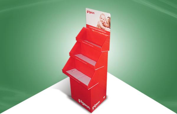 Cheap Pigeon Brand Three Tray POP Cardboard Display With Stack-up Design for Selling Kid Products for sale