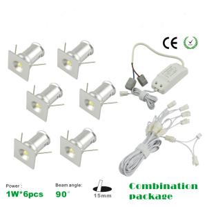 6PCS 1W Mini LED Spotlight + Dimming Power Source Kit + Wire Mini recessed LED light lamp