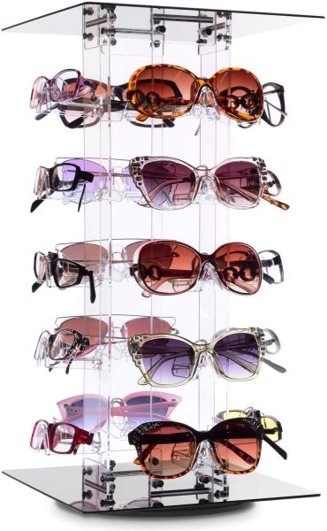Cheap 20 Frames Acrylic Rotating Sunglasses Display Stand Eyewear Holder for sale