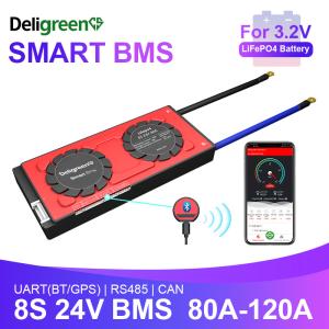 Best Deligreen Smart Bms Lifepo4 Battery 8S 24v 80-120A With UART BT 485 CAN Function For RV Outdoor Storage wholesale