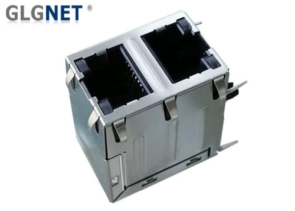 Cheap 2 X 1 Stacked RJ45 Ethernet Connector Multiple Port With 1000 Base T Magnetic for sale