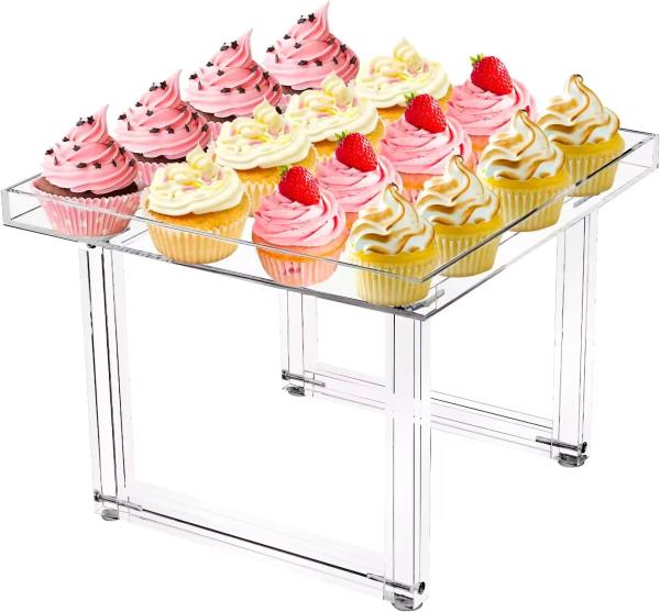 Cheap Assembled Design Acrylic Cake Stand Buffer Table Riser Food Serving Custom Printing for sale