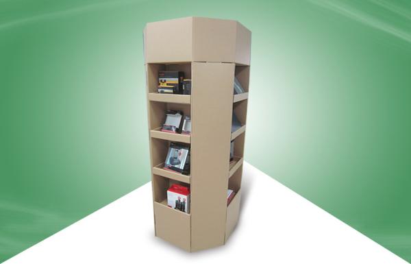 Cheap Portable 8 Face All Round Show Pos Cardboard Displays 4c Offset Printing for sale