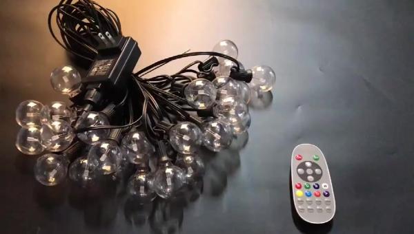 Cheap Color Changing Outdoor String Lights RGB LED String Lights G40 Globe Bulbs Dimmable Waterproof String Lights Remote Control for sale