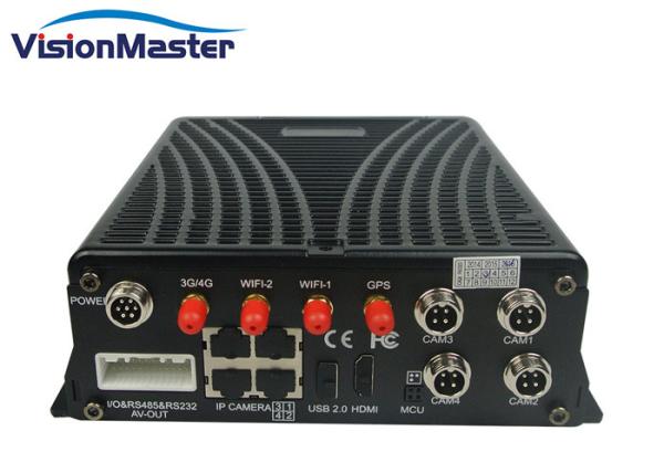 Cheap Black 4 CH IP Camera GPS Mobile DVR DC 8 - 36V Graphical User Interface With 4G WIFI for sale