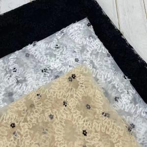 Best Embroidered Mesh Textile 3D Gauze Wrinkle Tulle Lace Net Fabric Soft wholesale