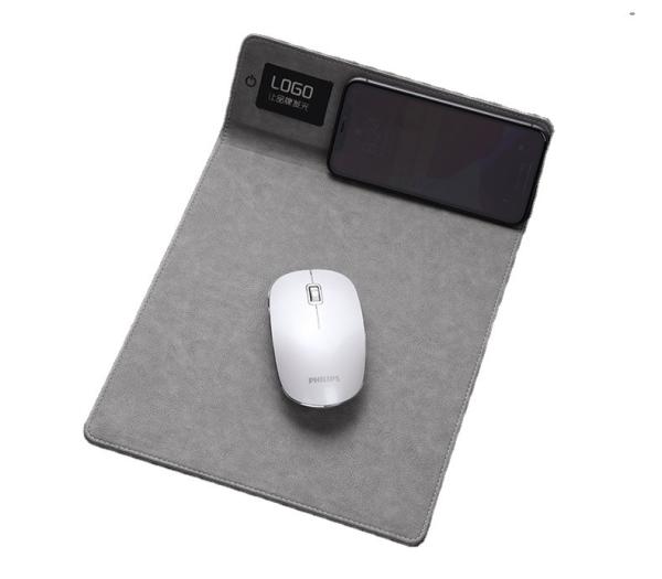 Cheap Office Usage Wireless Charging Mouse Pad With Custom LED Logo for sale
