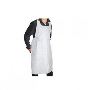 Best 90X133cm Medical PE Disposable Apron White Dirt Proof With Sleeves wholesale