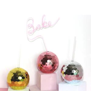 Best Light Up Disco Ball Drink Cup With Straws 450ml Unbreakable wholesale