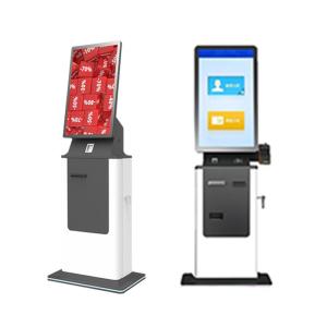 27/32 Inch Self Service Kiosk Terminal Ticket Printing Cash Receive Card Dispensing and Passport Scanning Functions