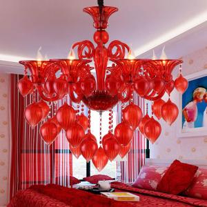 Best Italian glass Red Blue Pink chandelier with Crystal Ball For Dining room Kitchen Lighting (WH-CY-154) wholesale