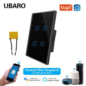 China Tuya Smart Home 4Gnag Voice Control Light Switch with App WIFI Remote Timer and Sharing No Neutral on sale