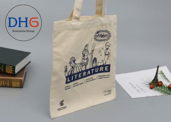 Cheap Large Navy Natural Cotton Canvas Tote Bag Cross Stitching Handle Eco Friendly for sale