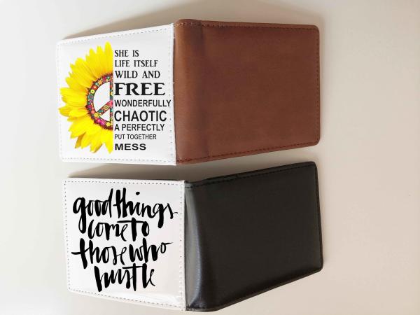 Cheap Leather Sublimation Blank Man Purse Wallet With Single Sids Printing With ID Card Pocket for sale