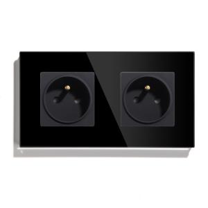 China Double Frame Wifi French Plug Socket FR Outlet Glass Panel French Wall Socket 250V on sale