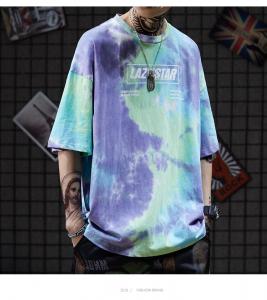 China Colorfull Green Tie Dye Men Streetwear T Shirts 130gsm-230gsm Worsted Fabric streetwear clothing manufacturers on sale