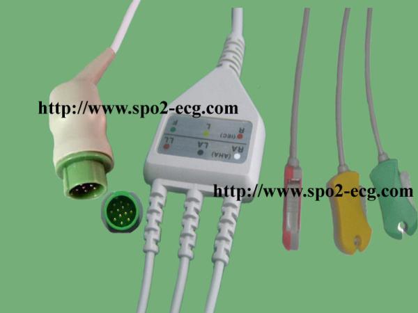 Cheap One Piece ECG Lead Cable Round 12 Pin IEC And AHA For Electrocardiograph Machine for sale