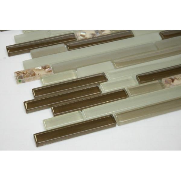 Vintage Resin Shell Mosaic Tile Brick Pattern Green Glass Mosaic Kitchen Wall