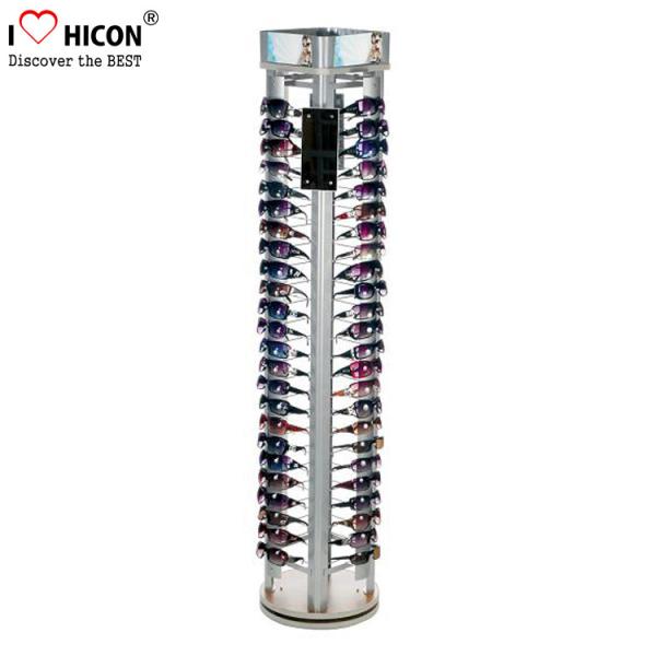 Cheap Rotating Eyewear Store Sunglasses Display Racks With Wood Base Metal Rod for sale