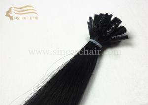 Best 24" Double Drawn Jet Black #1 Italian Keratin Fusion U Shape Hair Extensions 1.2 Gram for sale wholesale