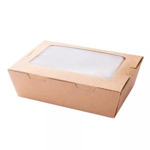 China Square Custom Paper Box Printed Disposable Food Grade Salad Packaging With Window on sale