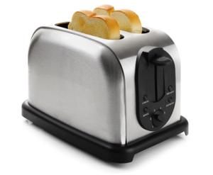 Customized 2 Slice Pop Up Brushed Steel Toaster Reheat Function