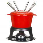Enamel coated cast iron fondue set