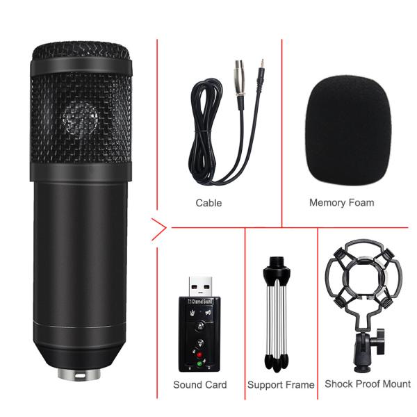 Cheap 3mA 16 Dba Bm 800 Condenser Microphone With Sound Card for sale