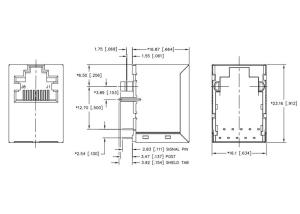 China JXD3-0003NL Equivalent Ethernet Connectors EXT TEMP Vertical RJ45 MAG on sale