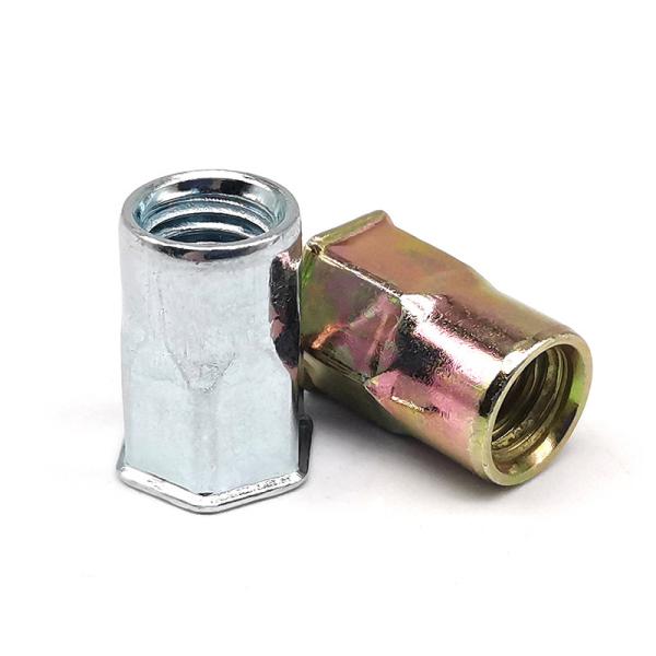 Cheap Flat Head Riveted Nuts Flat Round Head Internal And External Half Hex Rivet Nuts Hex Insert Rivet Nut for sale