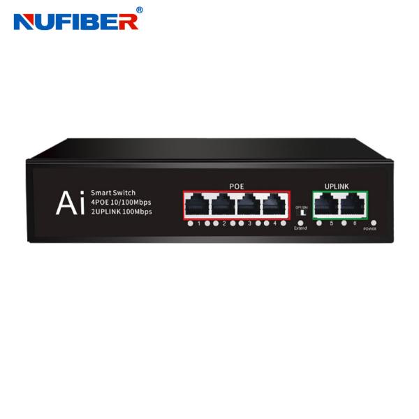 Cheap NF-PSE5204F Fast and Forward POE Powered Switch 10/100M 4 POE Port 2 Uplink Port 6 Port Network Switch with Power Priority Mechanism for sale