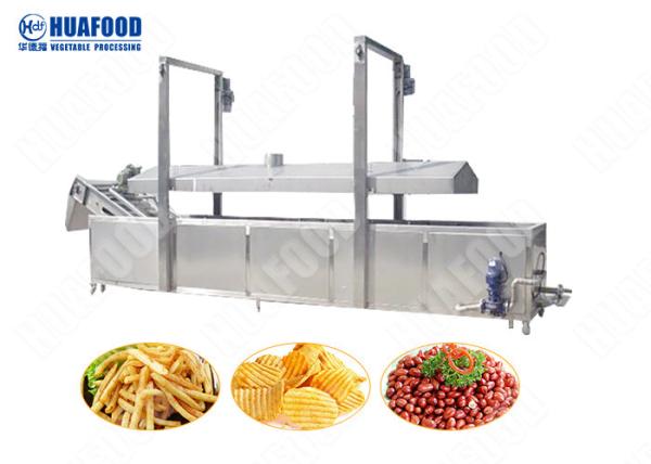 Cheap Automatic Puffed Snacks Continuous Fryer Machine , Potato Chips Frying Machine for sale
