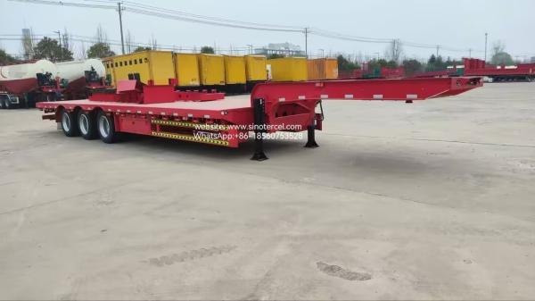 Cheap Semi Lowbed Trailer 60t 3 Axle Low Bed Trailer Pull Containers Applicable In Height-restricted Areas Smooth Driving for sale