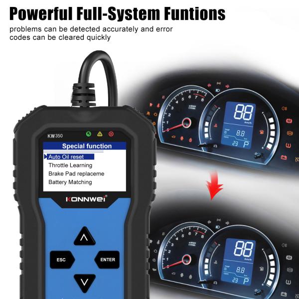 German vehicles Car Diagnostic Code Scanner device KW350 full system OBD2 EOBD protocol
