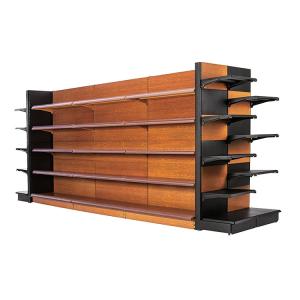 China Custom Size Steel And Wood Retail Store Display Shelf Single Sided on sale