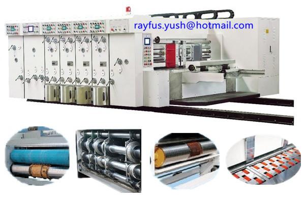 Cheap 1 ~ 5 Colors Printing Flexo Printer Slotter Die Cutter Vibrator Stacker Lead Edge Feeder for sale