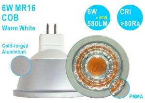 China China Ultra Bright G5.3 MR16 LED Ceiling Spot Light 6W COB 580LM CRI80 Warm White on sale