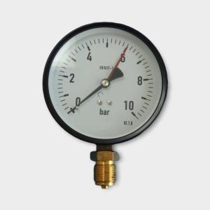 China Bourdon Type Hydraulic Pressure Gauge Lower Mount 10 Bar 100mm on sale