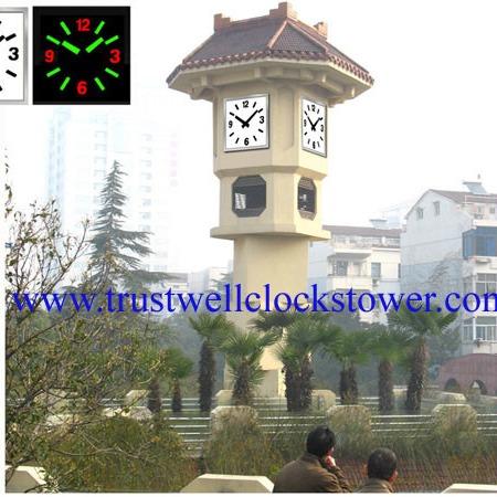 Cheap four 4 sided or four faces tower clocks with master controller GPS synchroonized time for sale