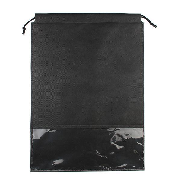 Cheap Black Color Printing Logo Design Custom Drawstring Bags Lightweight Non Woven Cloth for sale