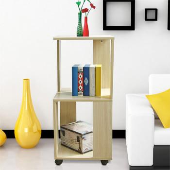 Cheap Movable Home Office Wooden Book Rack Maple With Two Layer Storage Space for sale