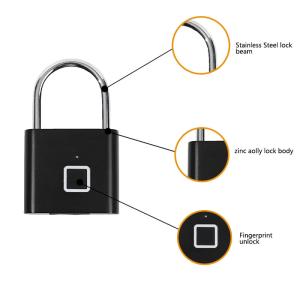 China Keyless Biometric Smart Fingerprint Padlock Zinc Alloy Mini Fingerprint Lock on sale