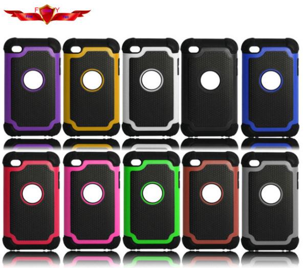 Cheap Dirtproof/Shockproof PC+Silicone+TPU Ipod Touch4 Cover Cases Multi Color Durable for sale