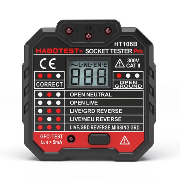 Cheap HT106 GFCI RCD Power Outlet Tester Measuring Range 90V ~ 230V With Voltage Measurement for sale