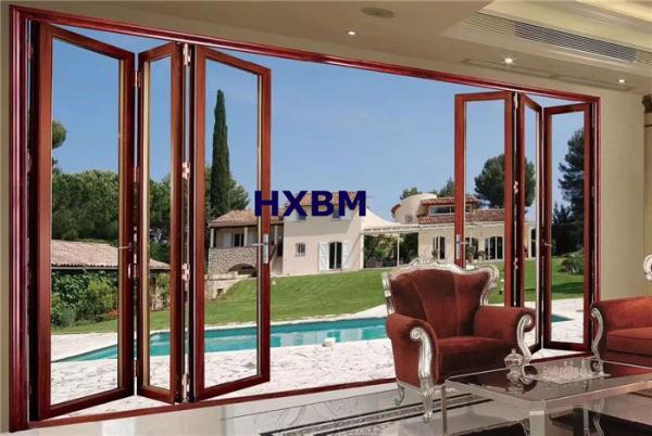 Cheap Large Size Aluminum Folding Doors Color Customized Double Glazed Powder Coated for sale