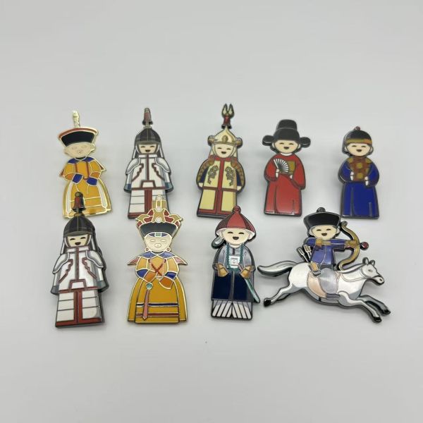 Qing Dynasty Imperial Figures Enamel Pin Set, Chinese Historical Character Collectible Lapel Pins